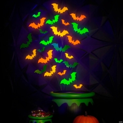 Halloween Glow-in-the-Dark Bat Wall Cutouts-60Pk